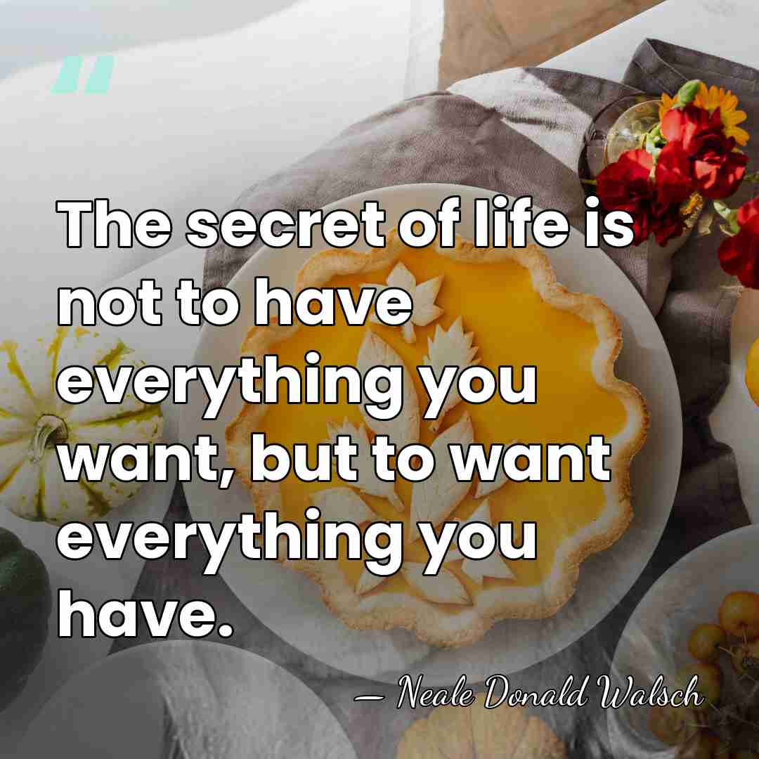 The secret of life is not to have everything you want, but&hellip; - Neale Donald Walsch