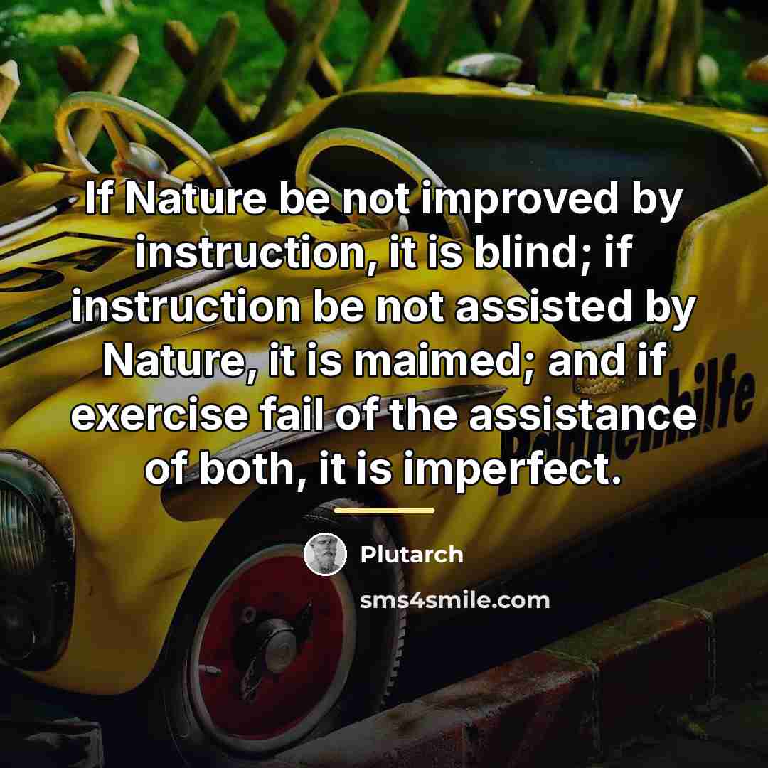 “If Nature be not improved by instruction, it is blind;…” quote by Plutarch