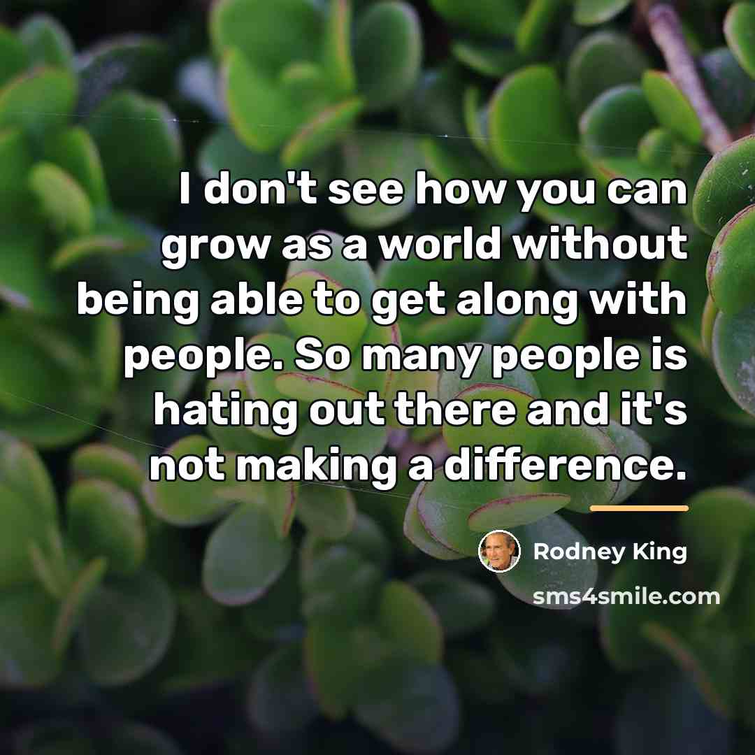 “I don't see how you can grow as a world…” quote by Rodney King