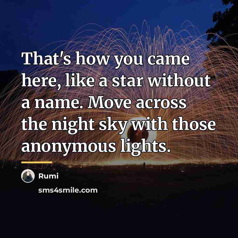 “That's how you came here, like a star without a…” quote by Rumi