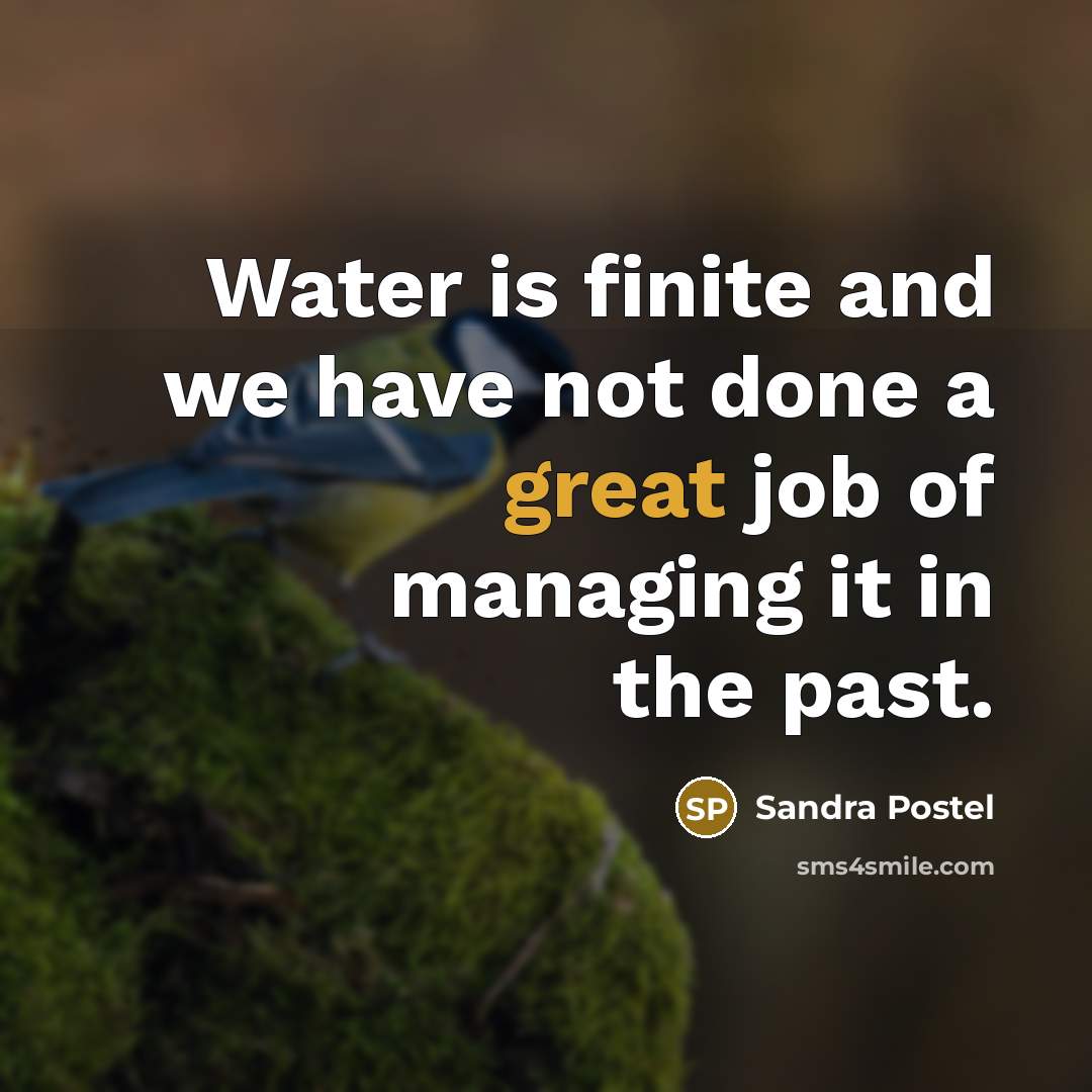 “Water is finite and we have not done a great…” quote by Sandra Postel