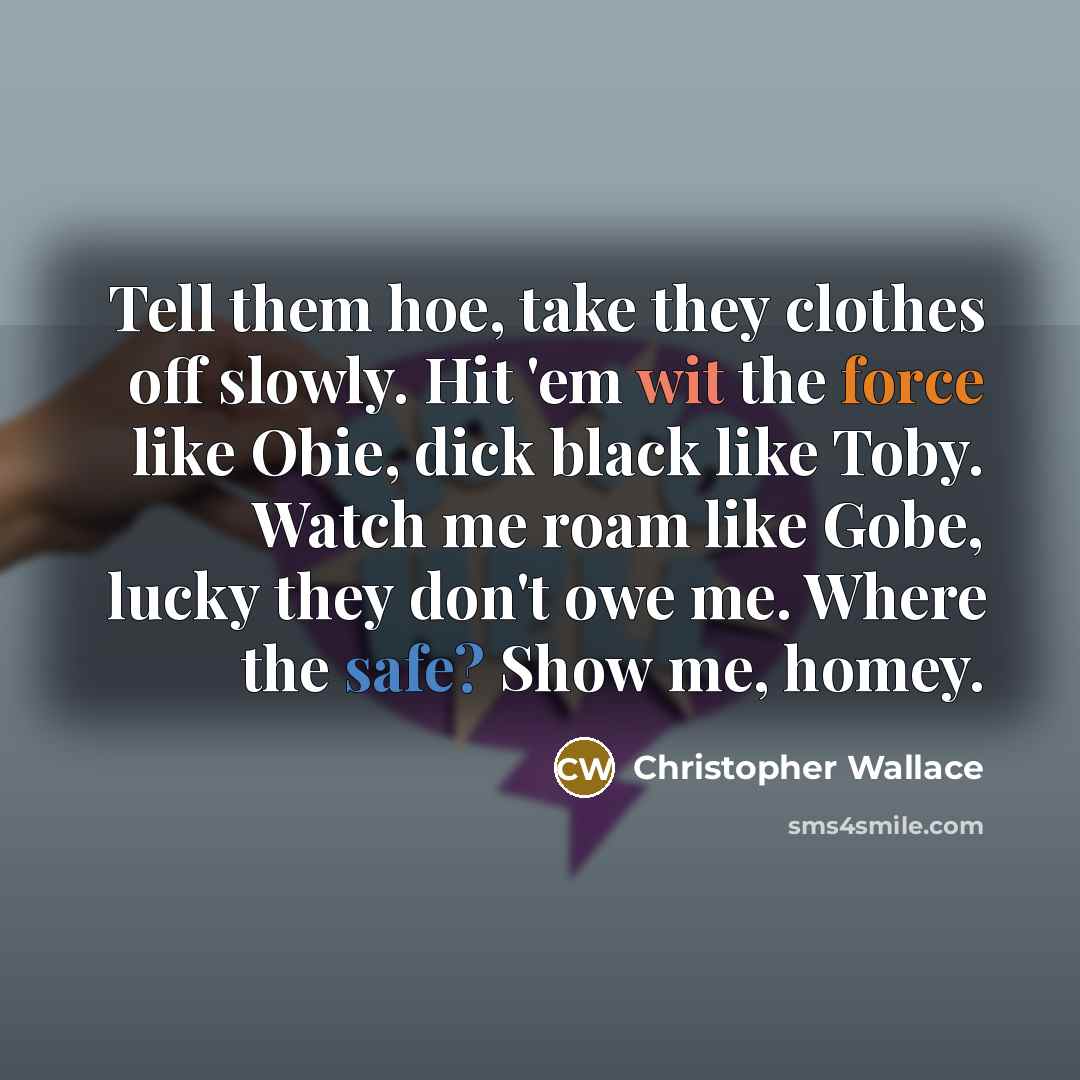 “Tell them hoe, take they clothes off slowly. Hit 'em…” quote by Christopher Wallace