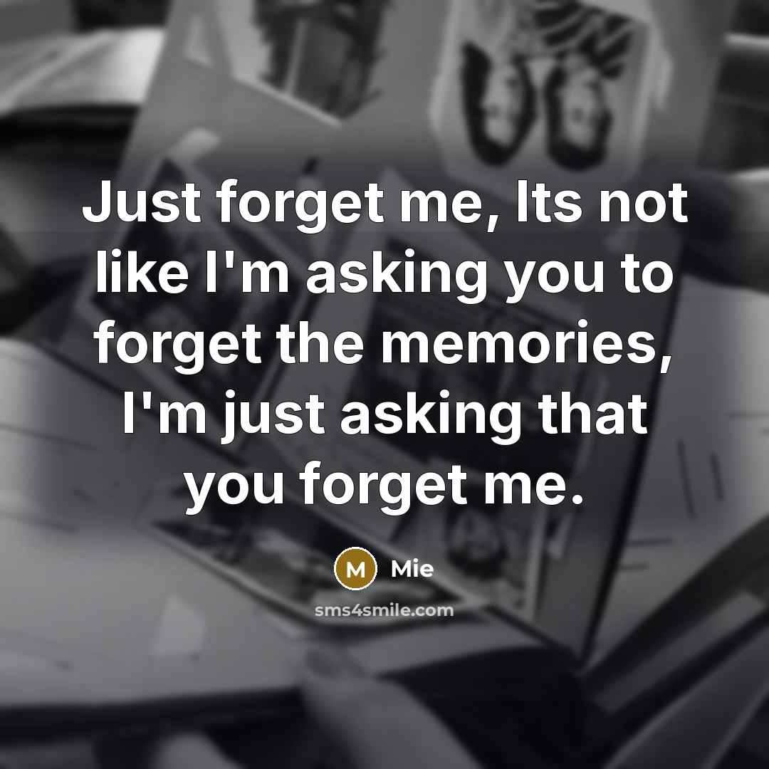 “Just forget me, Its not like I'm asking you to forget the memories, I'm just asking that you forget me.” quote by Mie