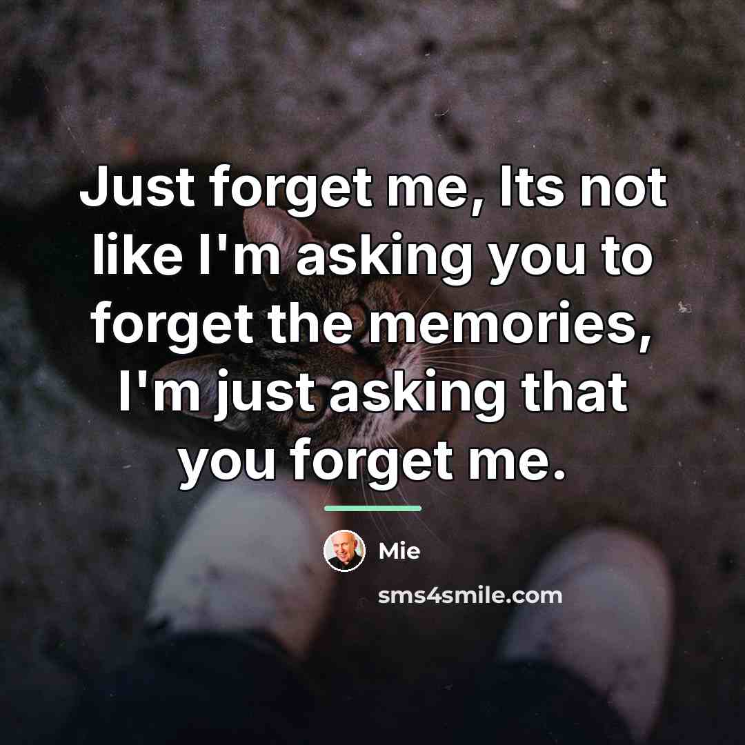 “Just forget me, Its not like I'm asking you to…” quote by Mie