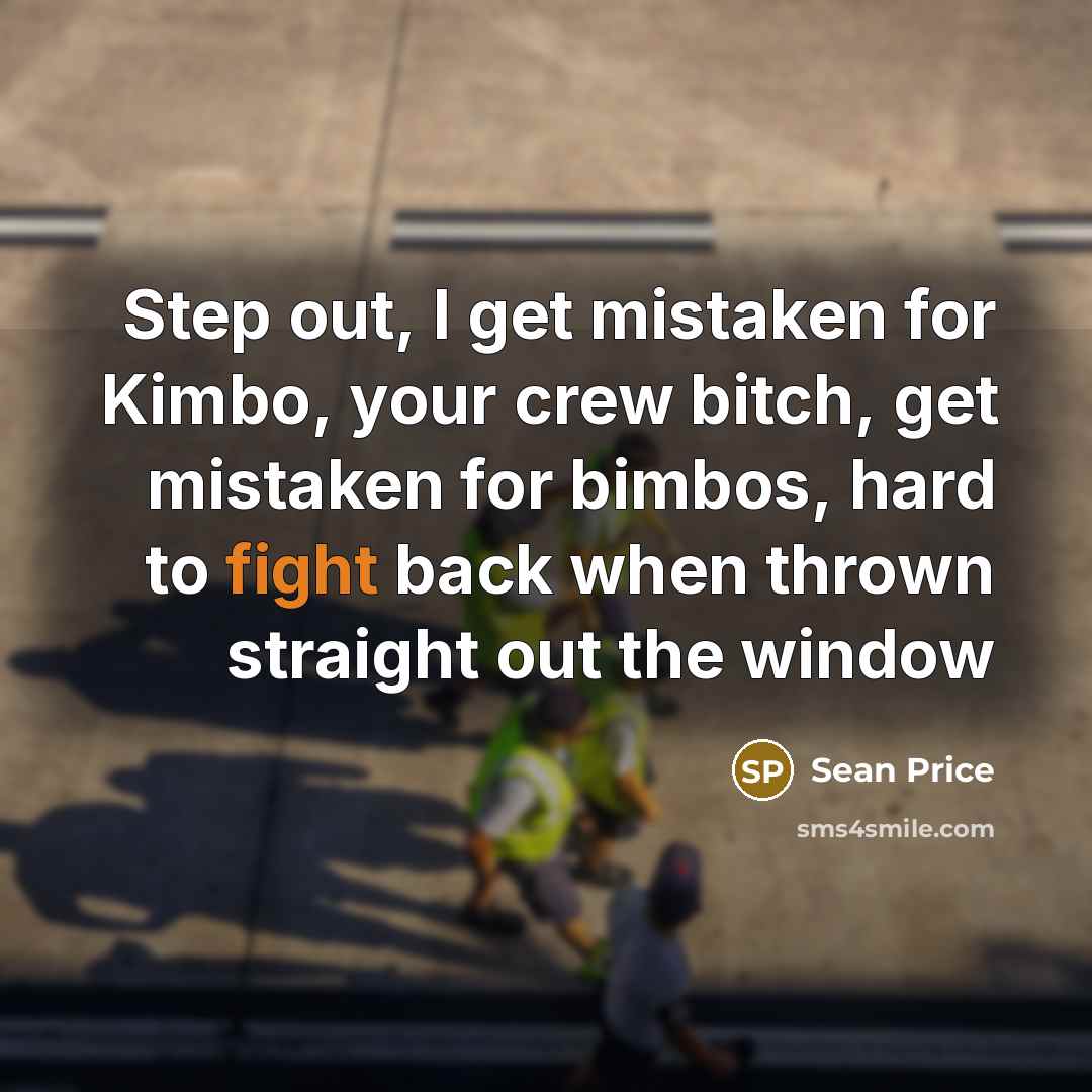 “Step out, I get mistaken for Kimbo, your crew bitch,…” quote by Sean Price