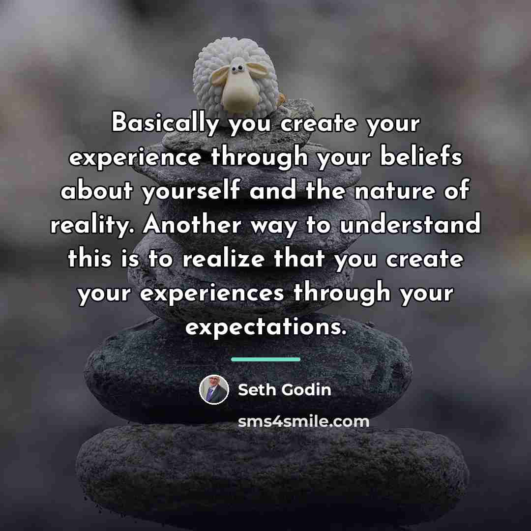 “Basically you create your experience through your beliefs about yourself…” quote by Seth Godin