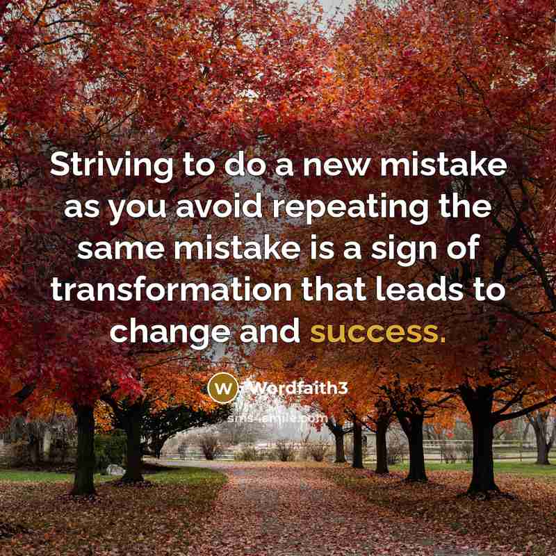 “Striving to do a new mistake as you avoid repeating…” quote by Wordfaith3