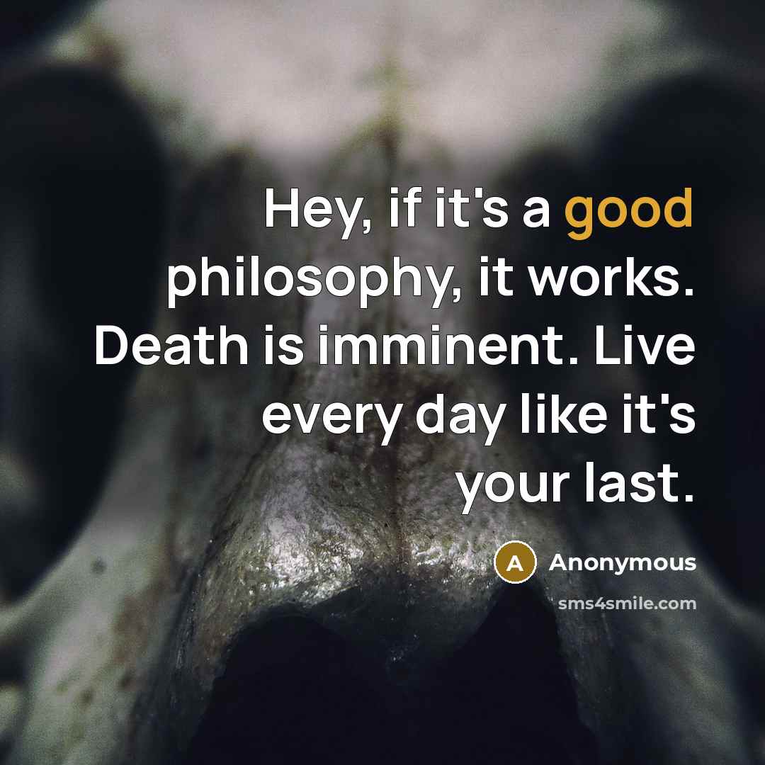 “Hey, if it's a good philosophy, it works. Death is…” quote by Anonymous