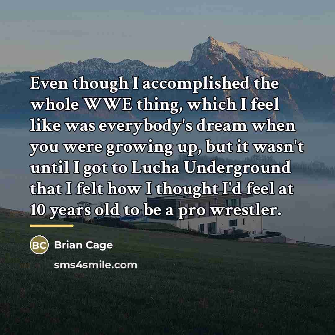 “Even though I accomplished the whole WWE thing, which I…” quote by Brian Cage