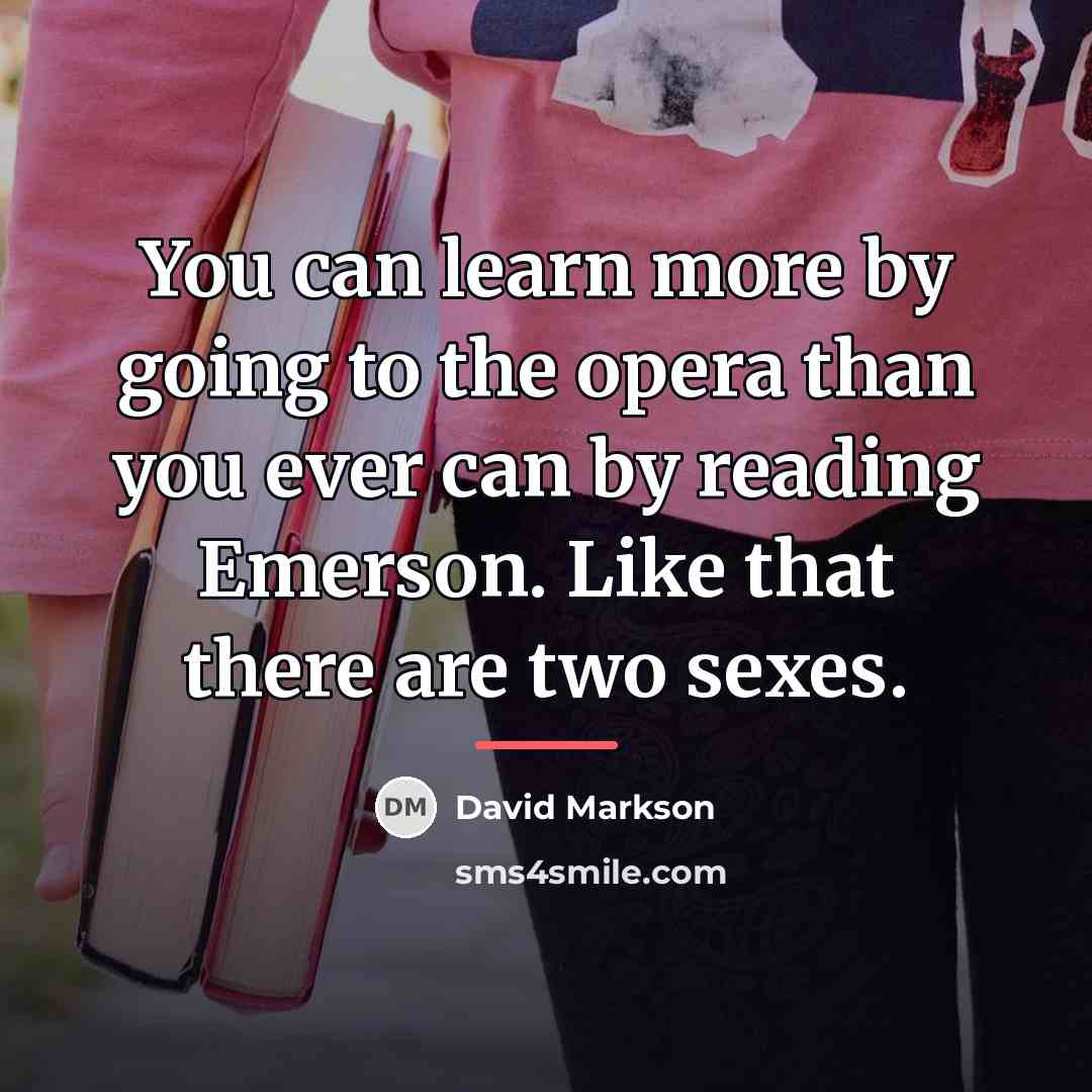 “You can learn more by going to the opera than…” quote by David Markson