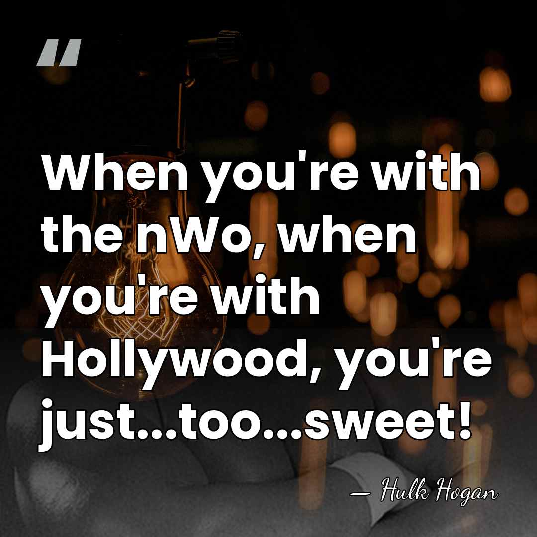 When you're with the nWo, when you're with Hollywood, you're just...too...sweet! - Hulk Hogan