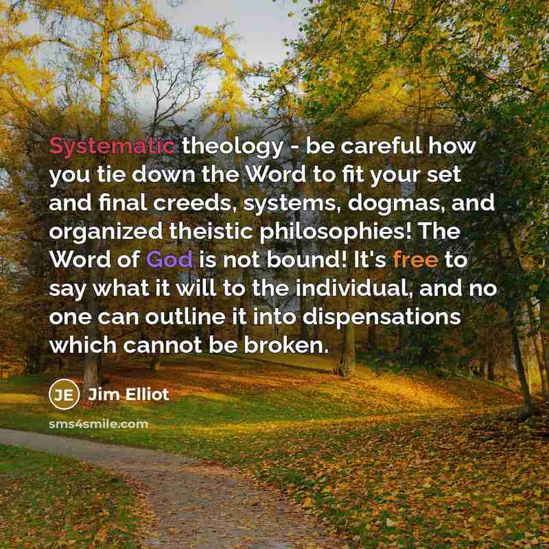 “Systematic theology - be careful how you tie down the…” quote by Jim Elliot