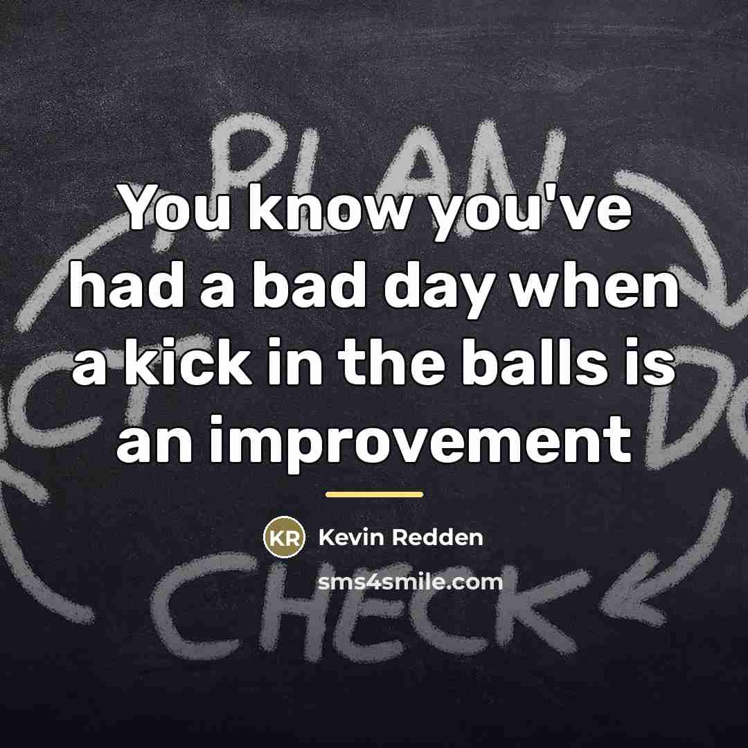 “You know you've had a bad day when a kick…” quote by Kevin Redden