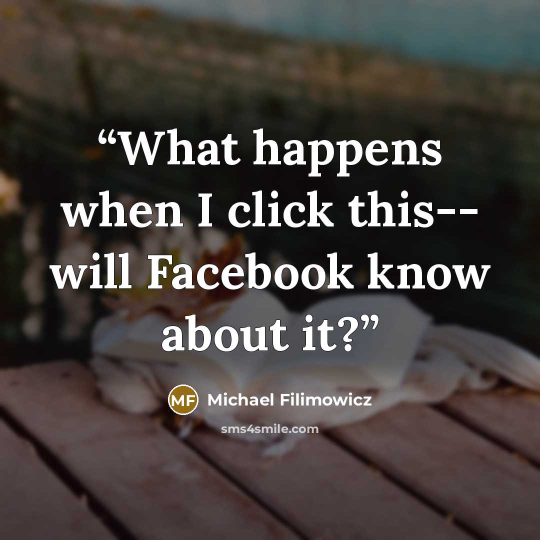 “What happens when I click this-- will Facebook know about it?” quote by Michael Filimowicz