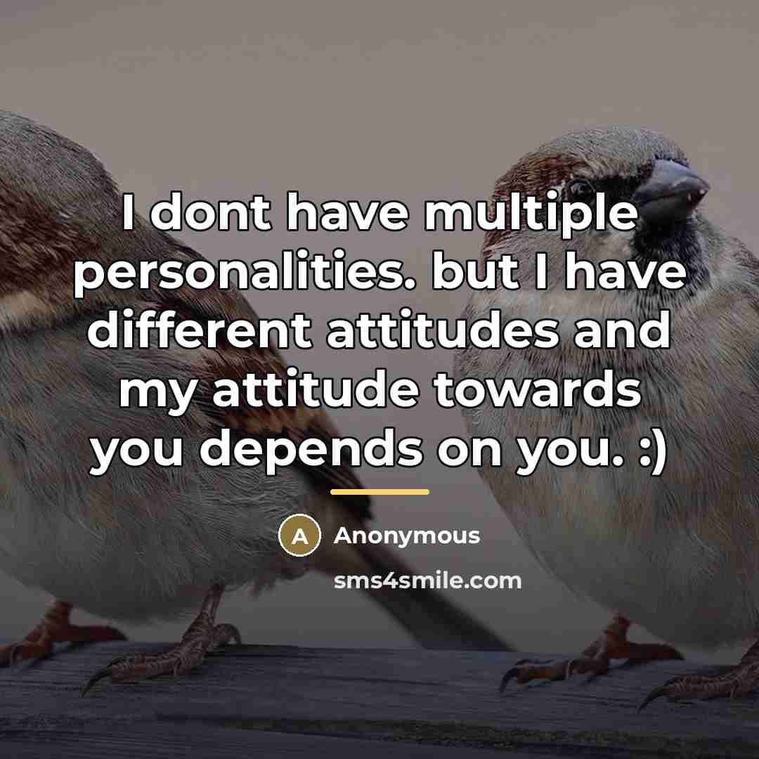 “I dont have multiple personalities. but I have different attitudes…” quote by Anonymous