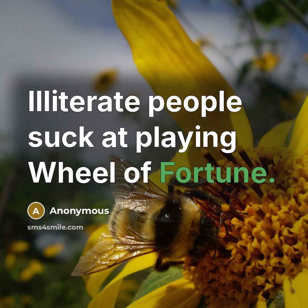“Illiterate people suck at playing Wheel of Fortune.” quote by Anonymous
