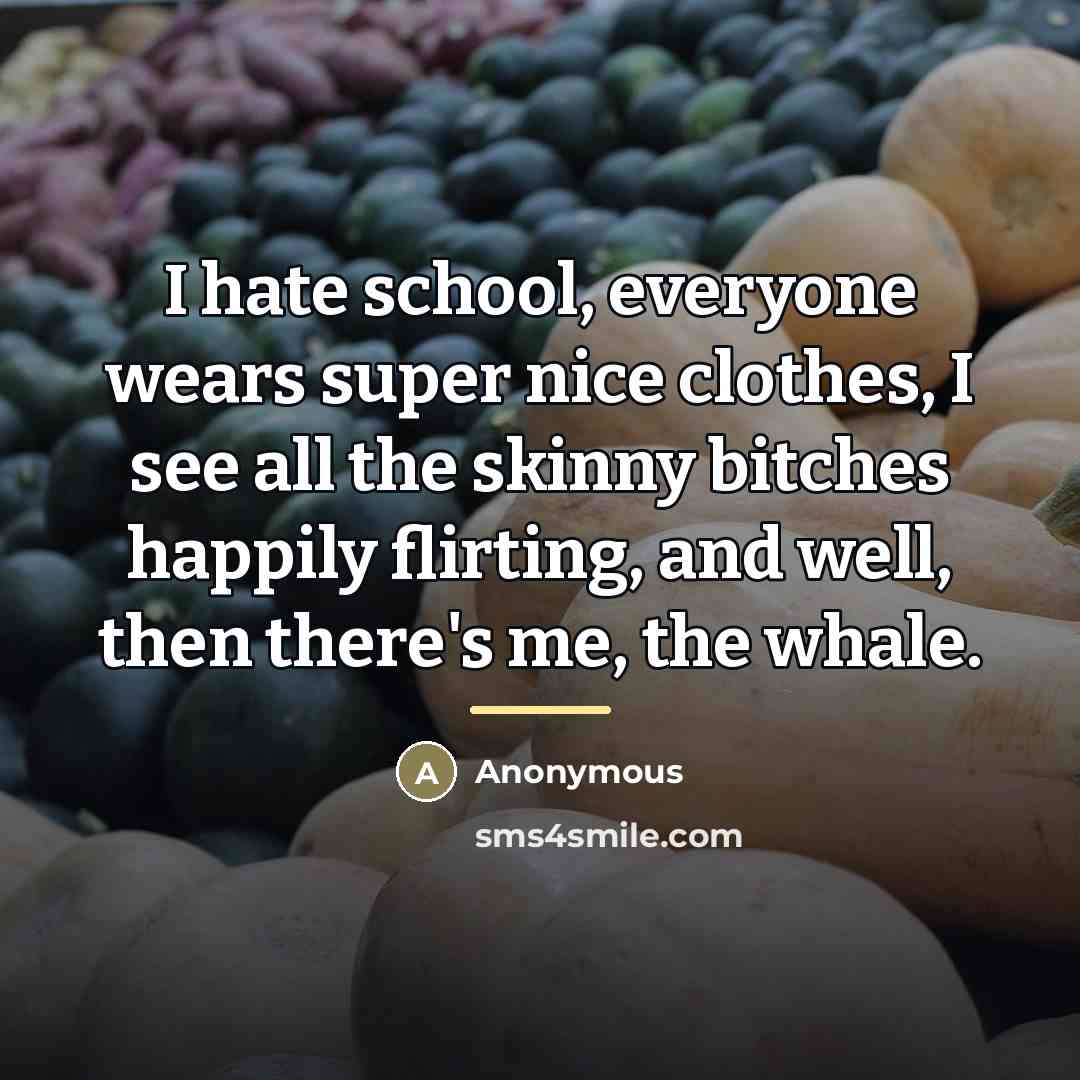 “I hate school, everyone wears super nice clothes, I see…” quote by Anonymous