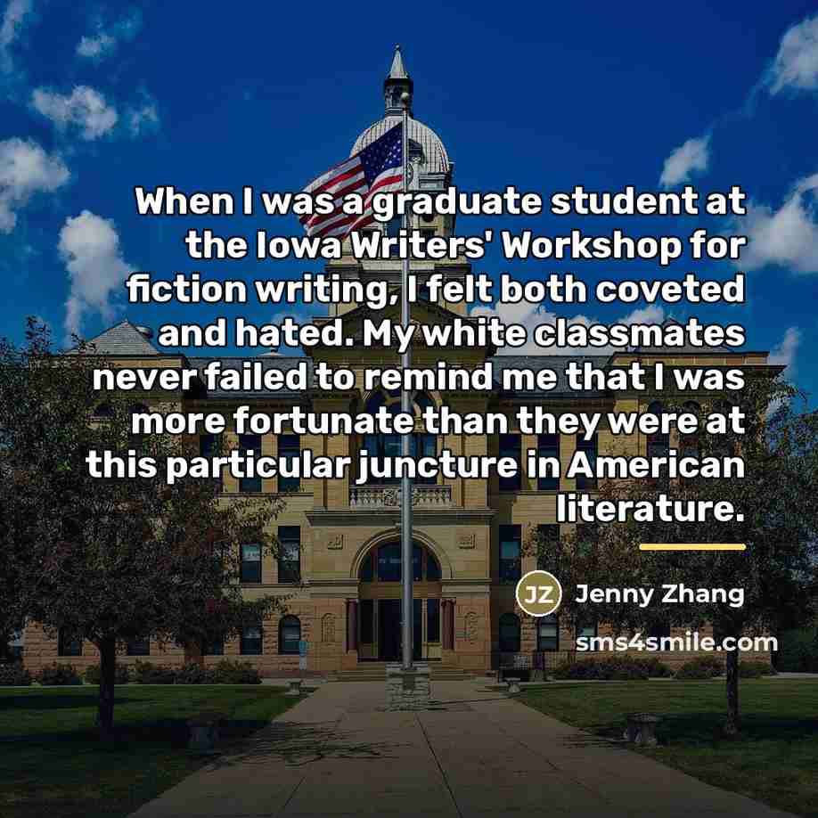 “When I was a graduate student at the Iowa Writers'…” quote by Jenny Zhang