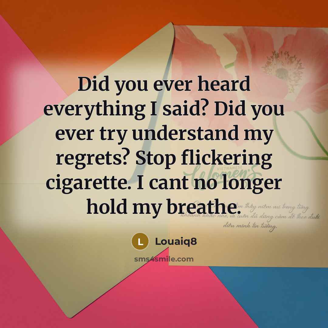 “Did you ever heard everything I said? Did you ever…” quote by Louaiq8