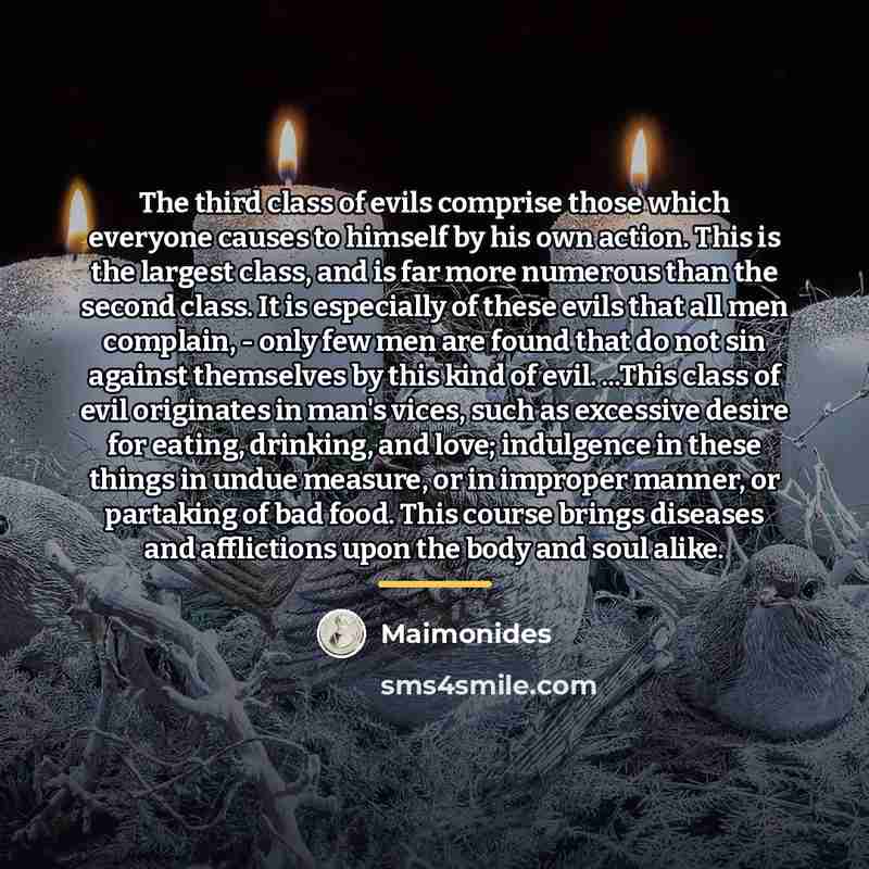 “The third class of evils comprise those which everyone causes…” quote by Maimonides