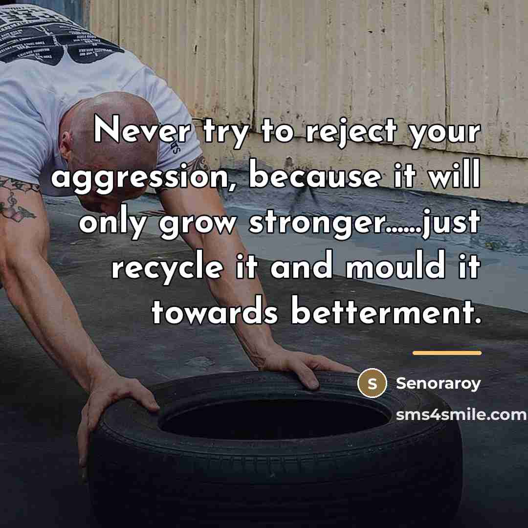 “Never try to reject your aggression, because it will only…” quote by Senoraroy