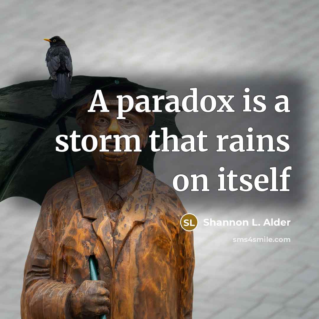 “A paradox is a storm that rains on itself” quote by Shannon L. Alder