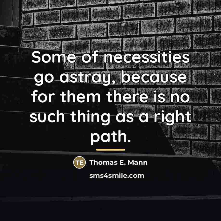 “Some of necessities go astray, because for them there is…” quote by Thomas E. Mann