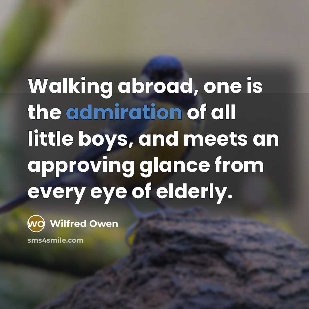 “Walking abroad, one is the admiration of all little boys,…” quote by Wilfred Owen