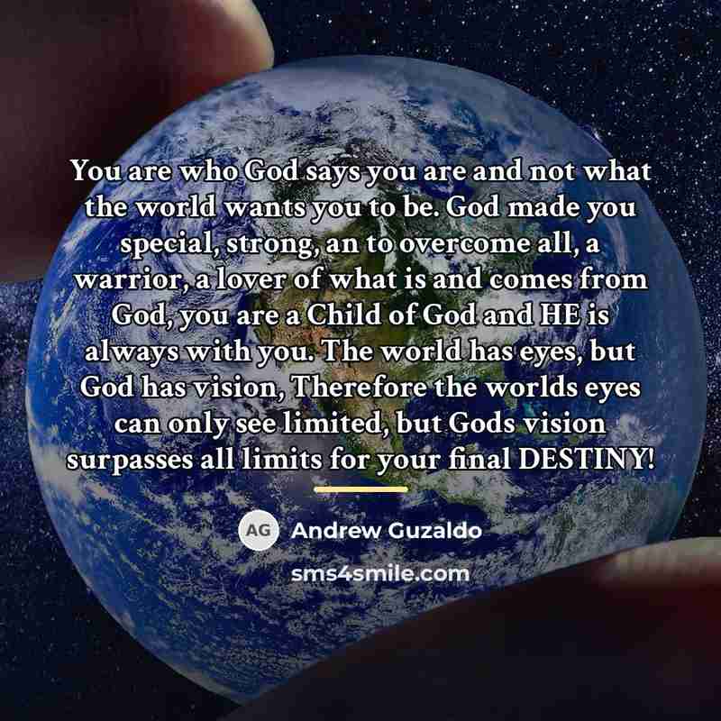“You are who God says you are and not what…” quote by Andrew Guzaldo