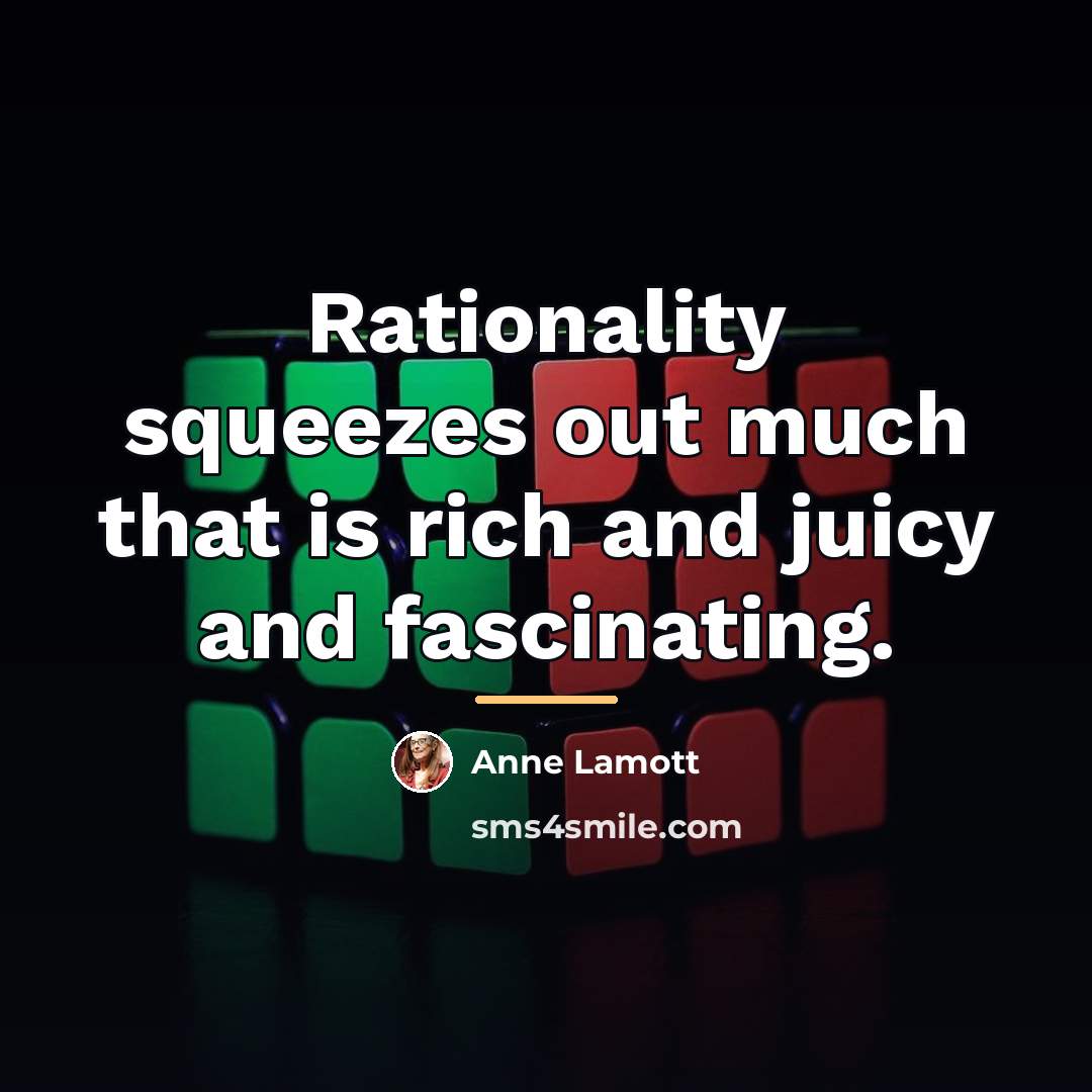 “Rationality squeezes out much that is rich and juicy and…” quote by Anne Lamott