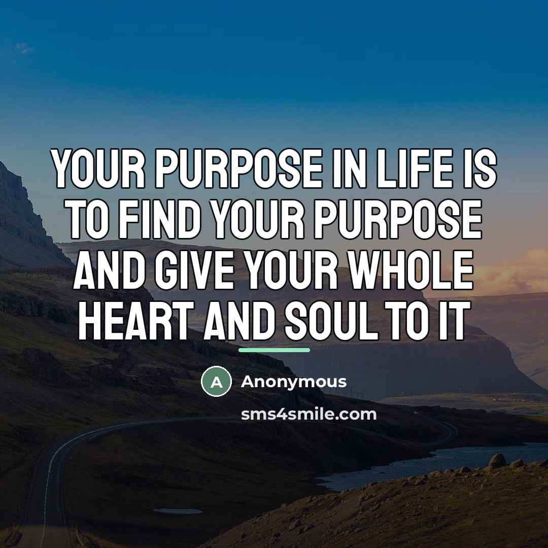 “Your purpose in life is to find your purpose and…” quote by Anonymous