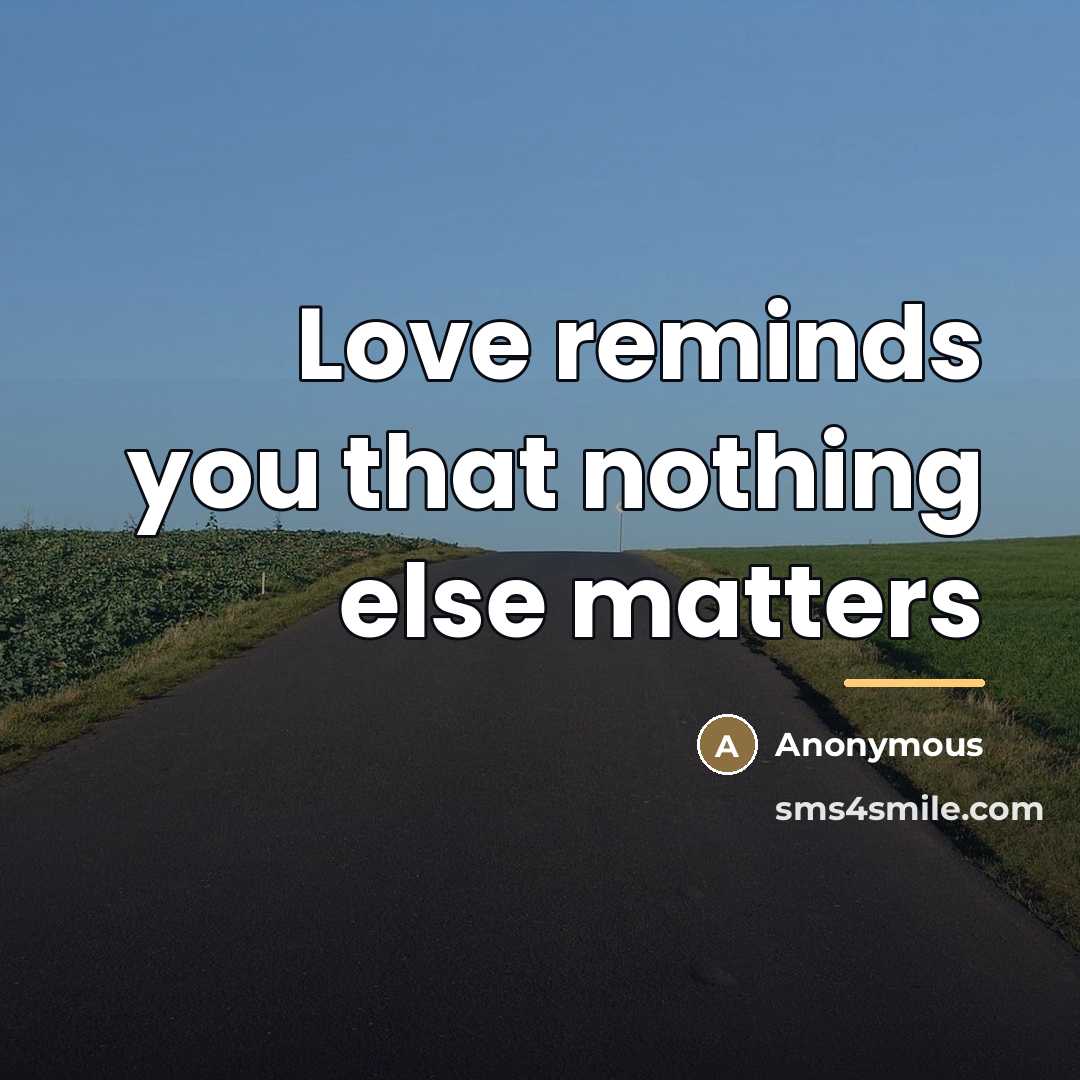 “Love reminds you that nothing else matters…” quote by Anonymous