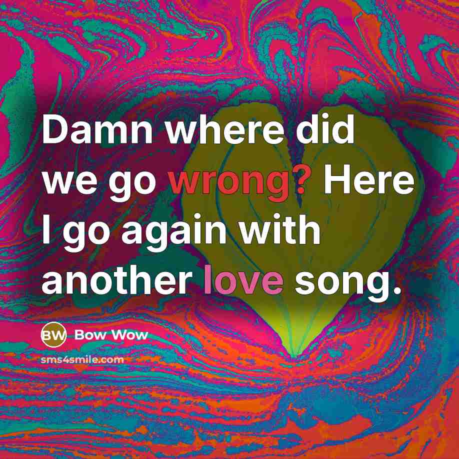 “Damn where did we go wrong? Here I go again…” quote by Bow Wow