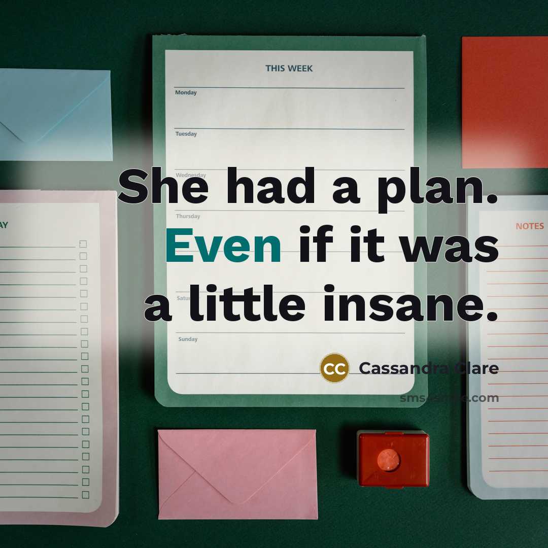 “She had a plan. Even if it was a little…” quote by Cassandra Clare