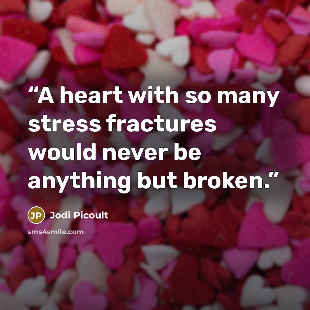 “A heart with so many stress fractures would never be anything but broken.” quote by Jodi Picoult