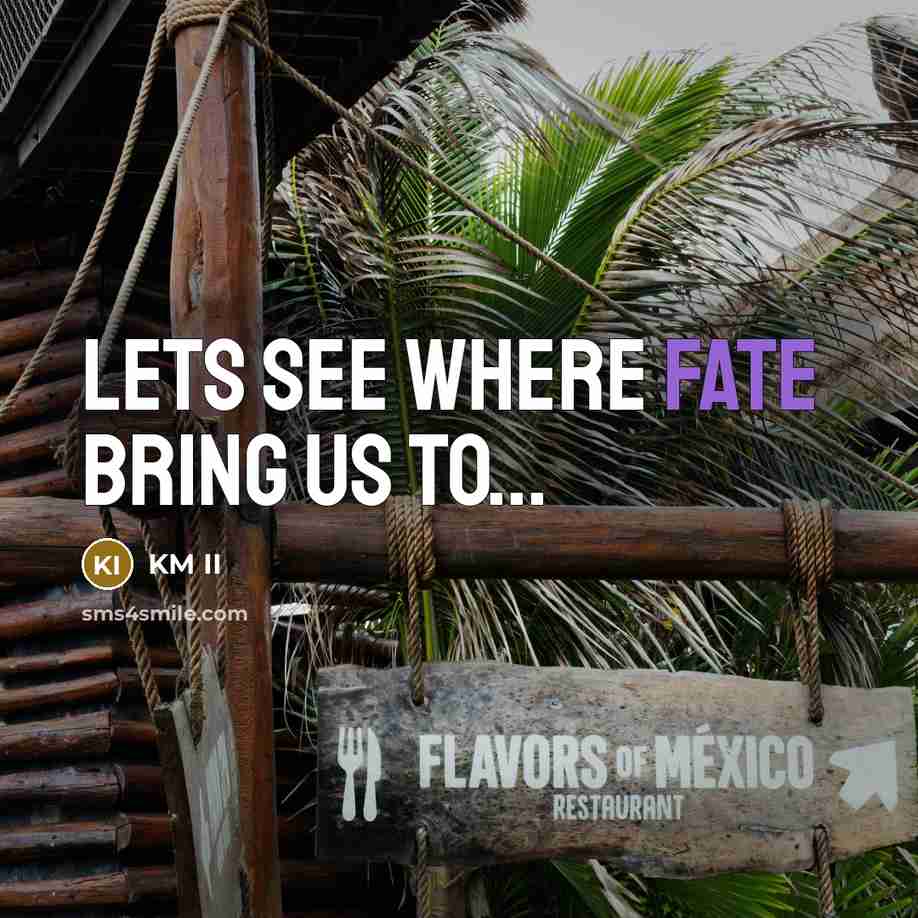 “Lets see where fate bring us to...…” quote by KM II