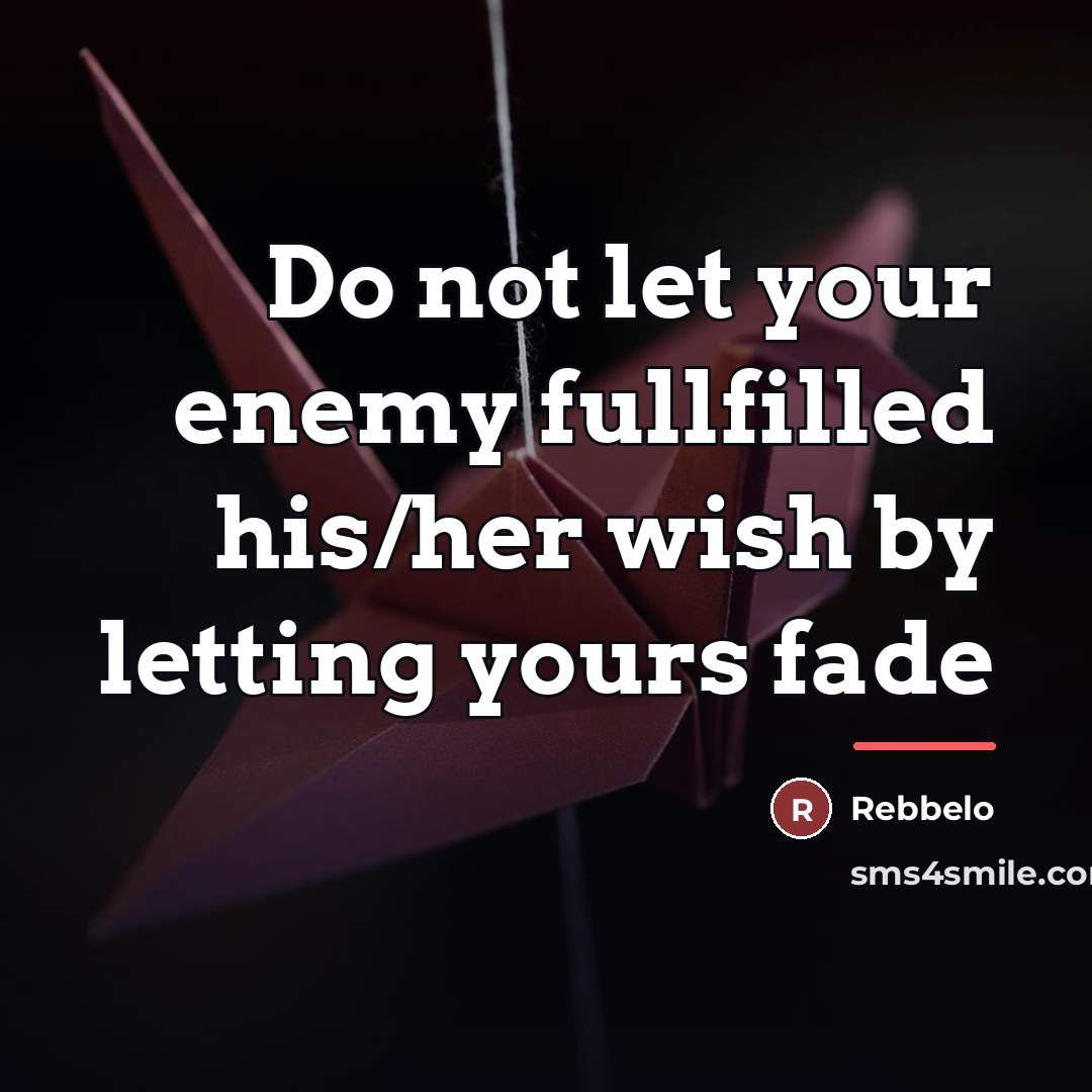 “Do not let your enemy fullfilled his/her wish by letting…” quote by Anonymous