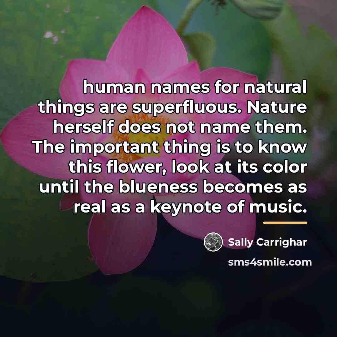 “human names for natural things are superfluous. Nature herself does…” quote by Sally Carrighar