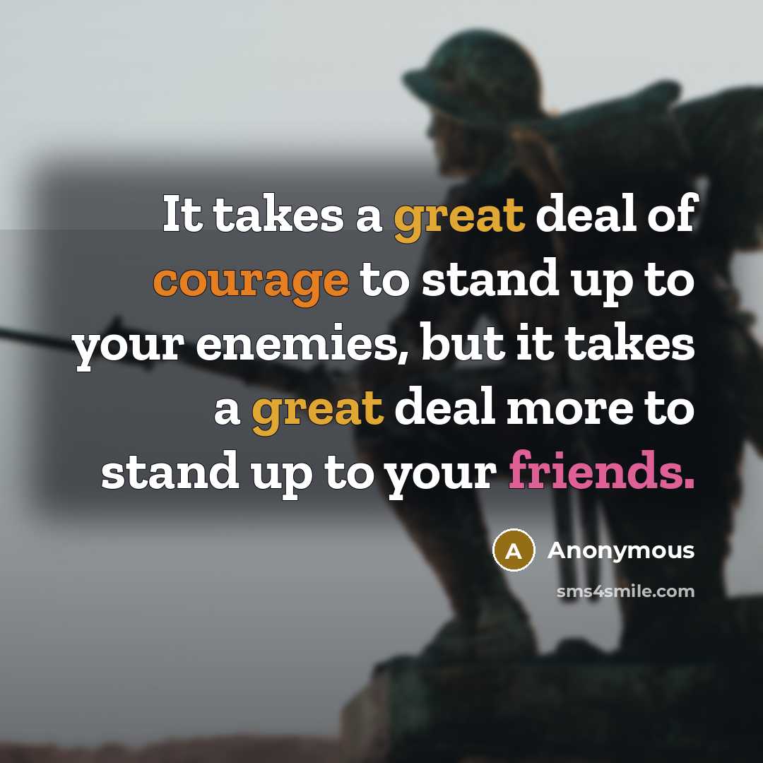 “It takes a great deal of courage to stand up…” quote by Anonymous