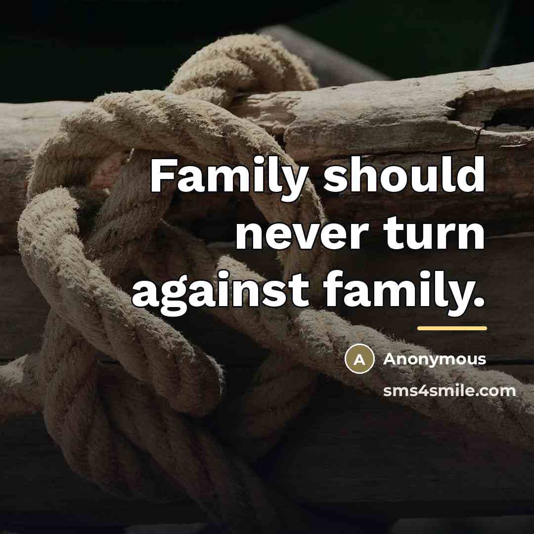 “Family should never turn against family.…” quote by Anonymous
