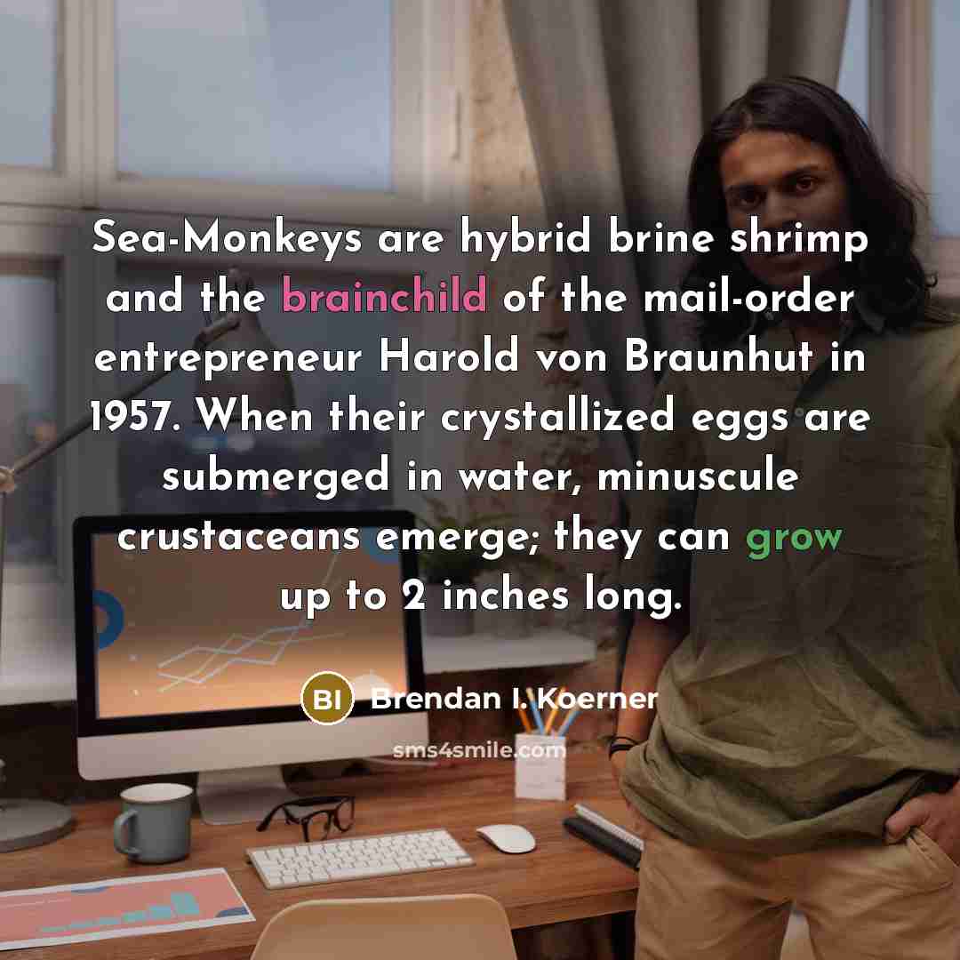 “Sea-Monkeys are hybrid brine shrimp and the brainchild of the…” quote by Brendan I. Koerner