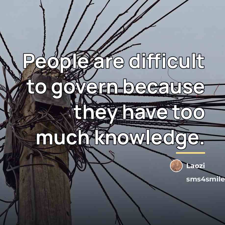 “People are difficult to govern because they have too much…” quote by Laozi