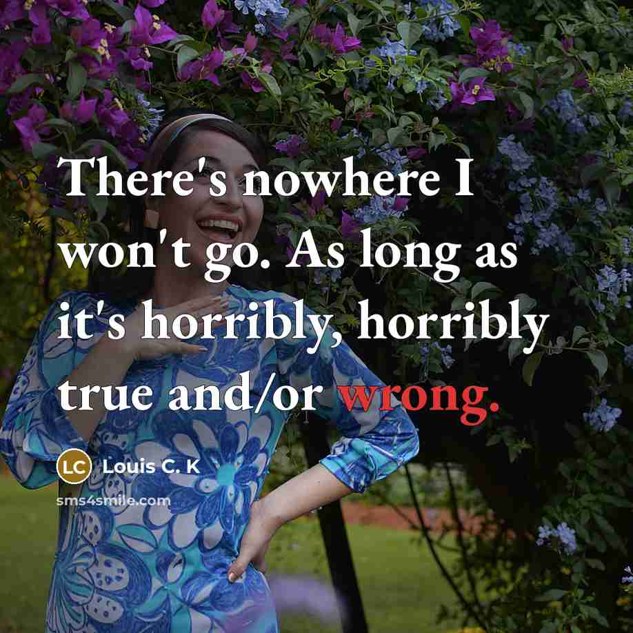 “There's nowhere I won't go. As long as it's horribly,…” quote by Louis C. K