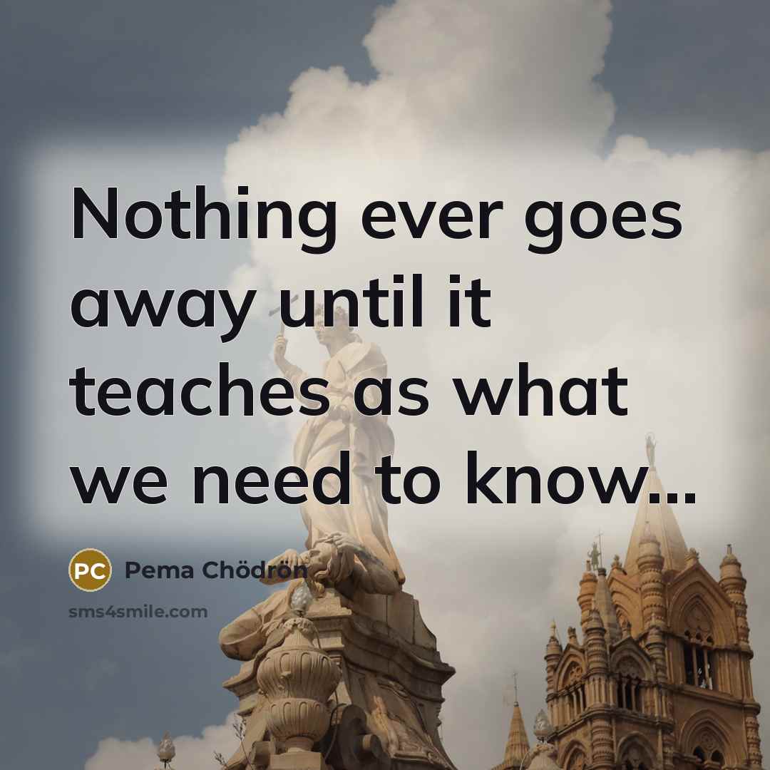 “Nothing ever goes away until it teaches as what we need to know...” quote by Pema Chodron