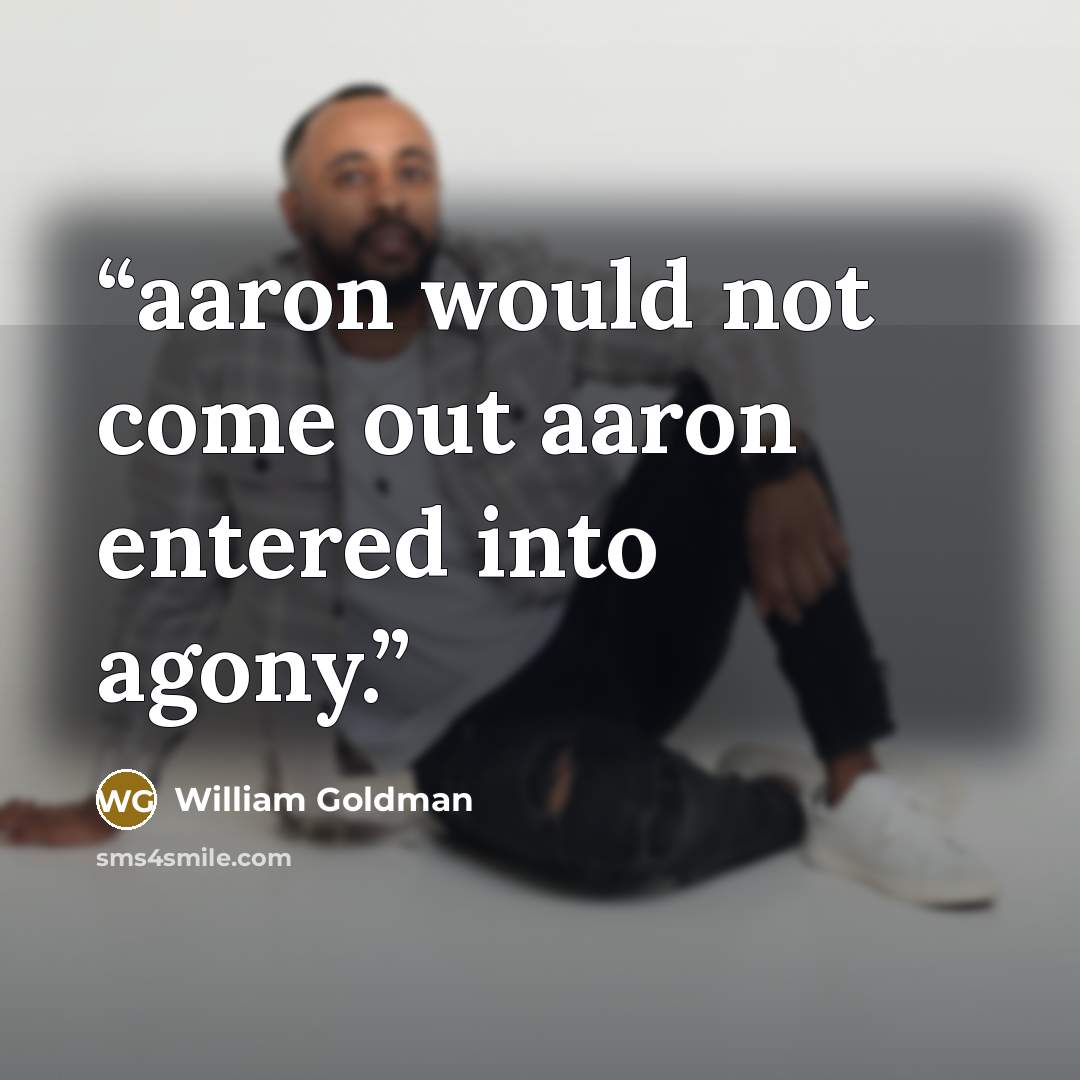 “aaron would not come out aaron entered into agony.” quote by William Goldman