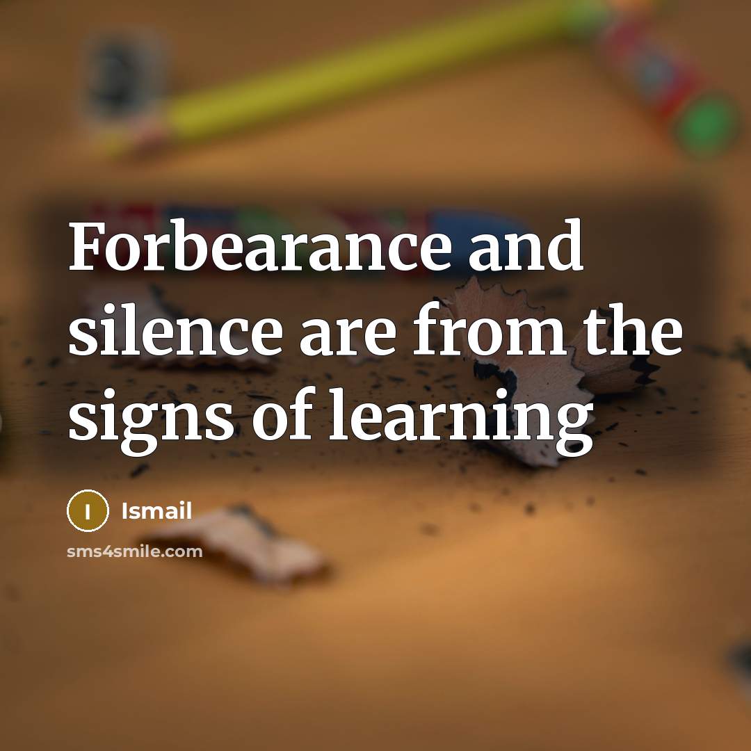 “Forbearance and silence are from the signs of learning…” quote by Ismail