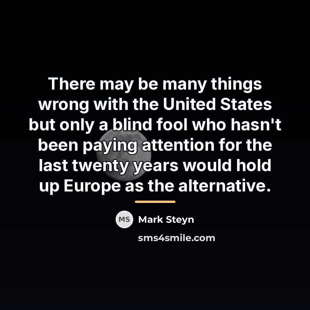 “There may be many things wrong with the United States…” quote by Mark Steyn
