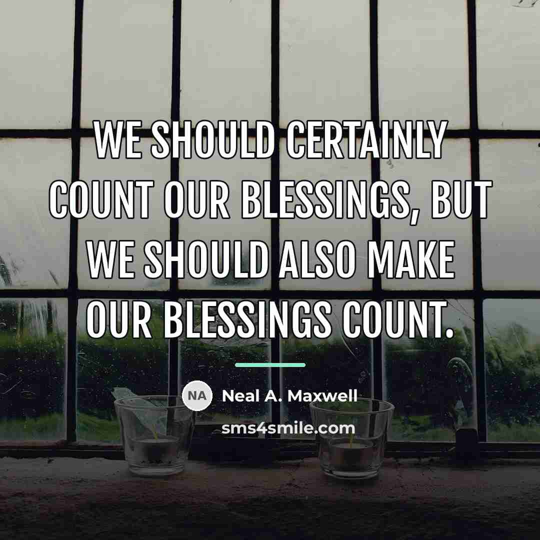 “We should certainly count our blessings, but we should also…” quote by Neal A. Maxwell
