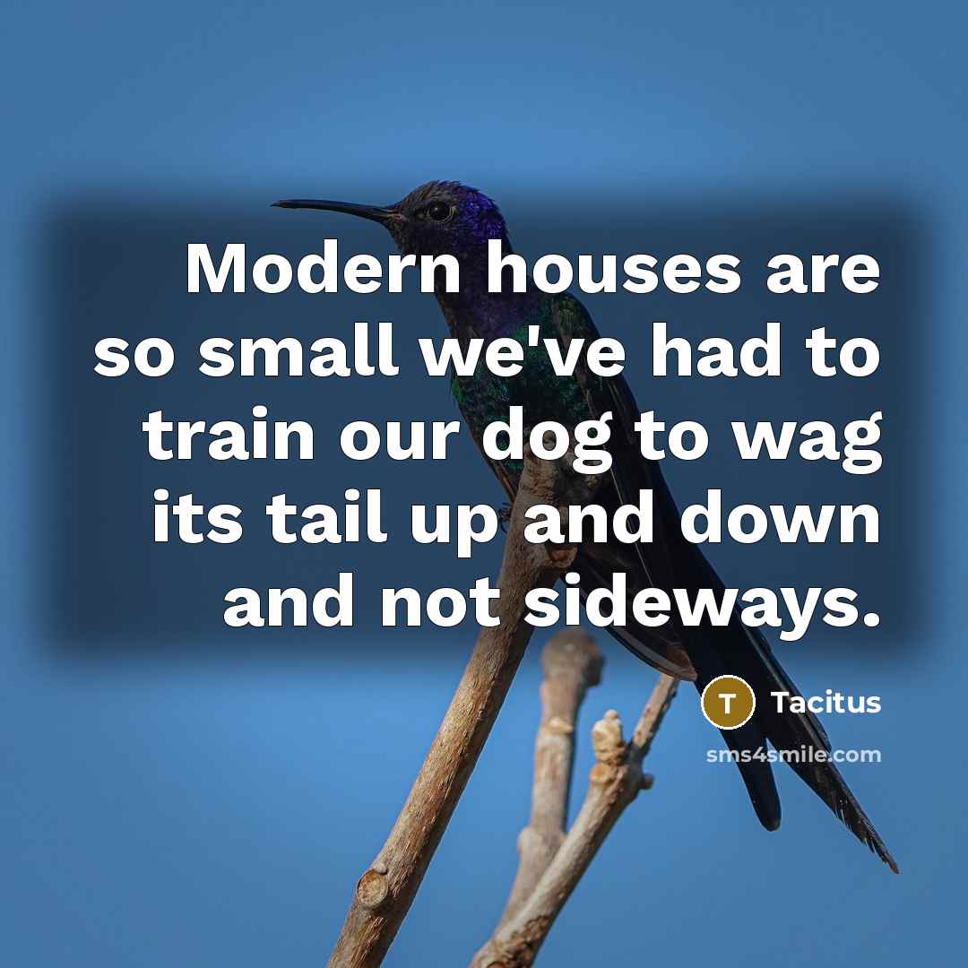 “Modern houses are so small we've had to train our…” quote by Tacitus