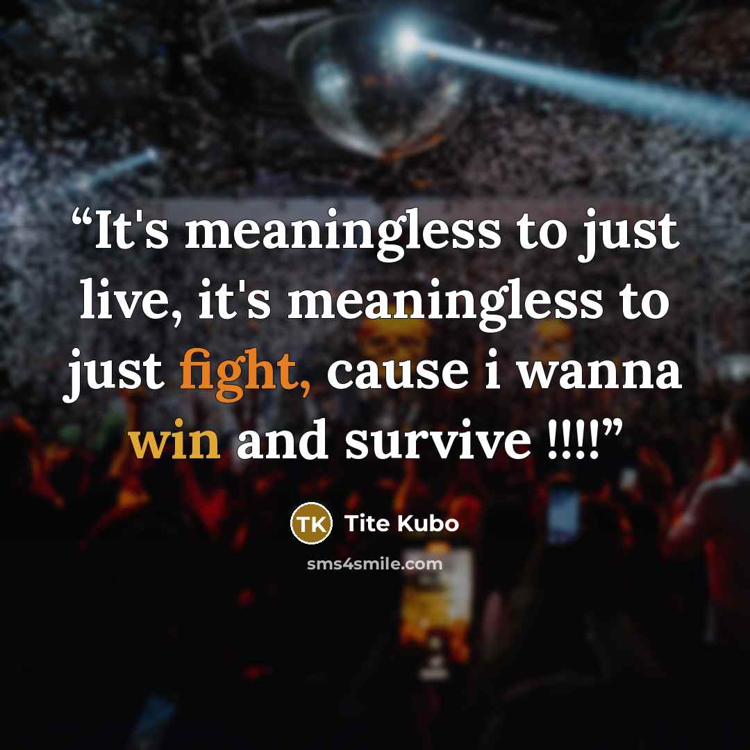 “It's meaningless to just live, it's meaningless to just fight, cause i wanna win and survive !!!!” quote by Tite Kubo
